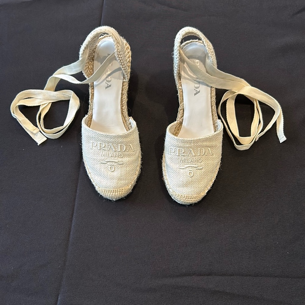 Prada Espadrille Wedge Sandals - Neutrals